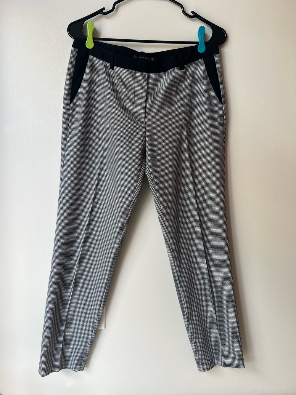 Zara Black and White Micro Houndstooth Tailored Trousers